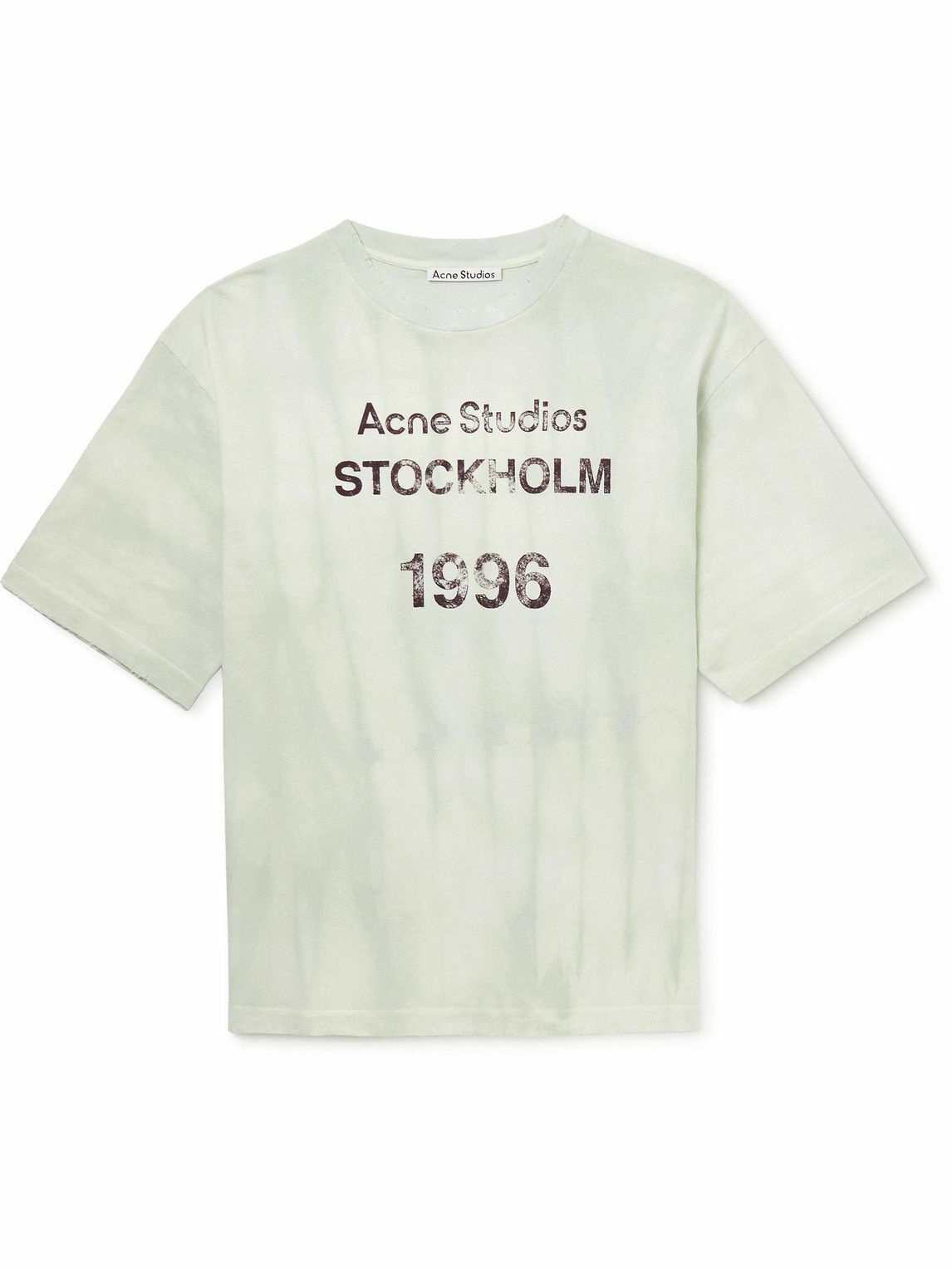 Photo: Acne Studios - Extorr Tie-Dyed Logo-Print Distressed Cotton-Jersey T-Shirt - White