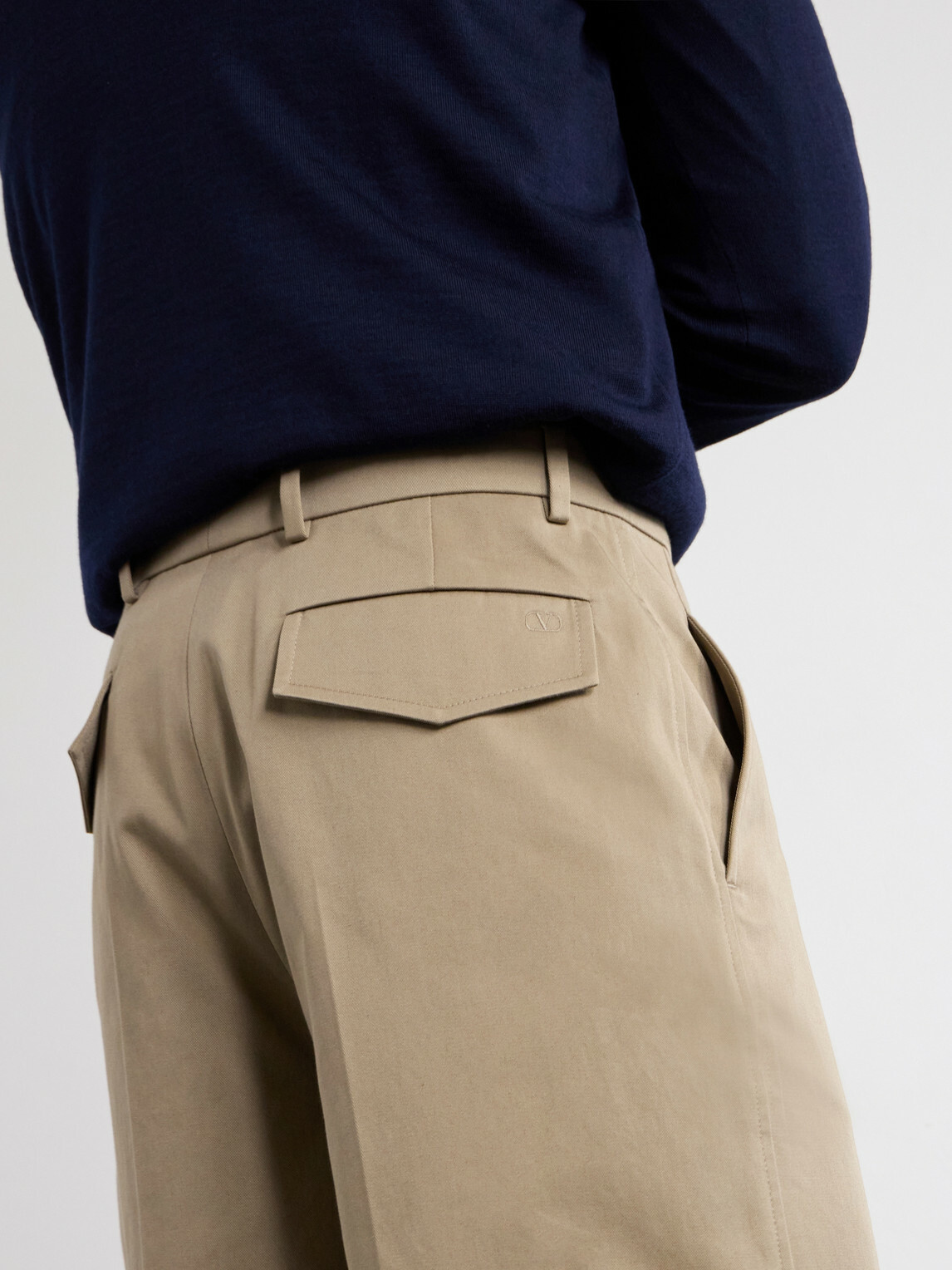 Valentino Garavani - Straight-Leg Cotton-Gabardine Shorts - Neutrals