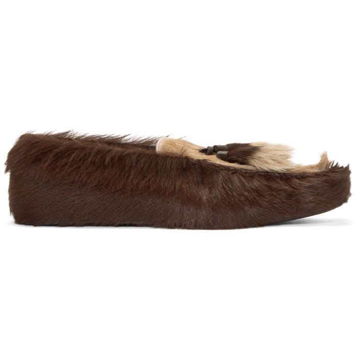 Photo: Prada SSENSE Exclusive Brown Fur Loafers