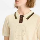 Brain Dead Men's Logo Head Knit Polo in Natural