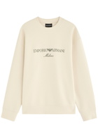 Emporio Armani Logo-embroidered Cotton-blend Sweatshirt Cream