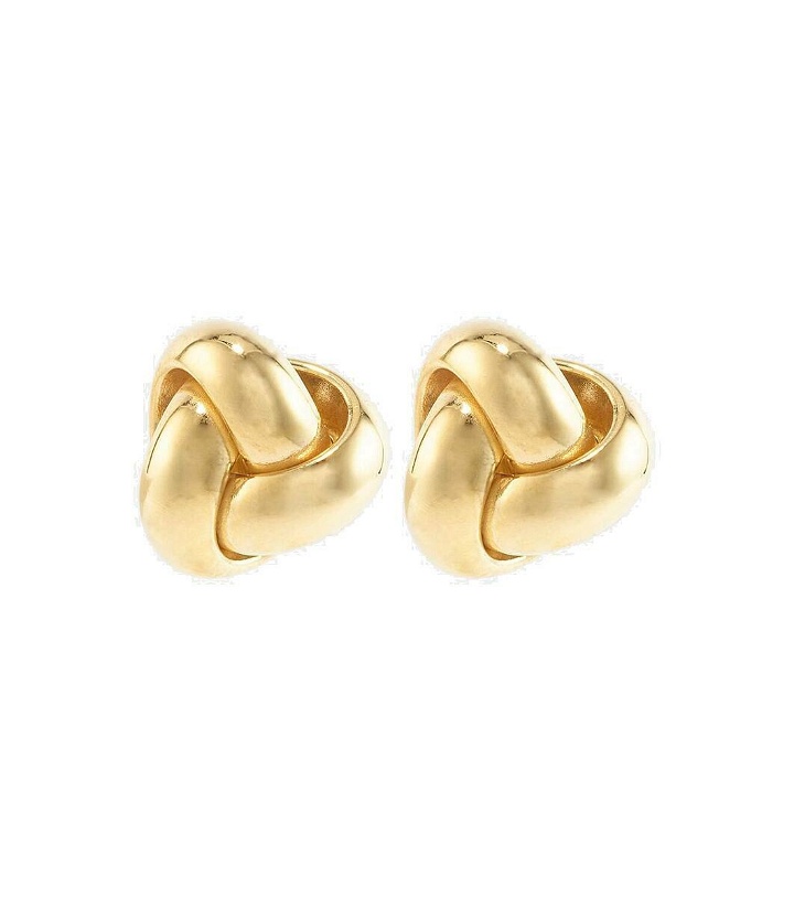 Photo: Stone and Strand Puffed Knot 14kt gold earrings