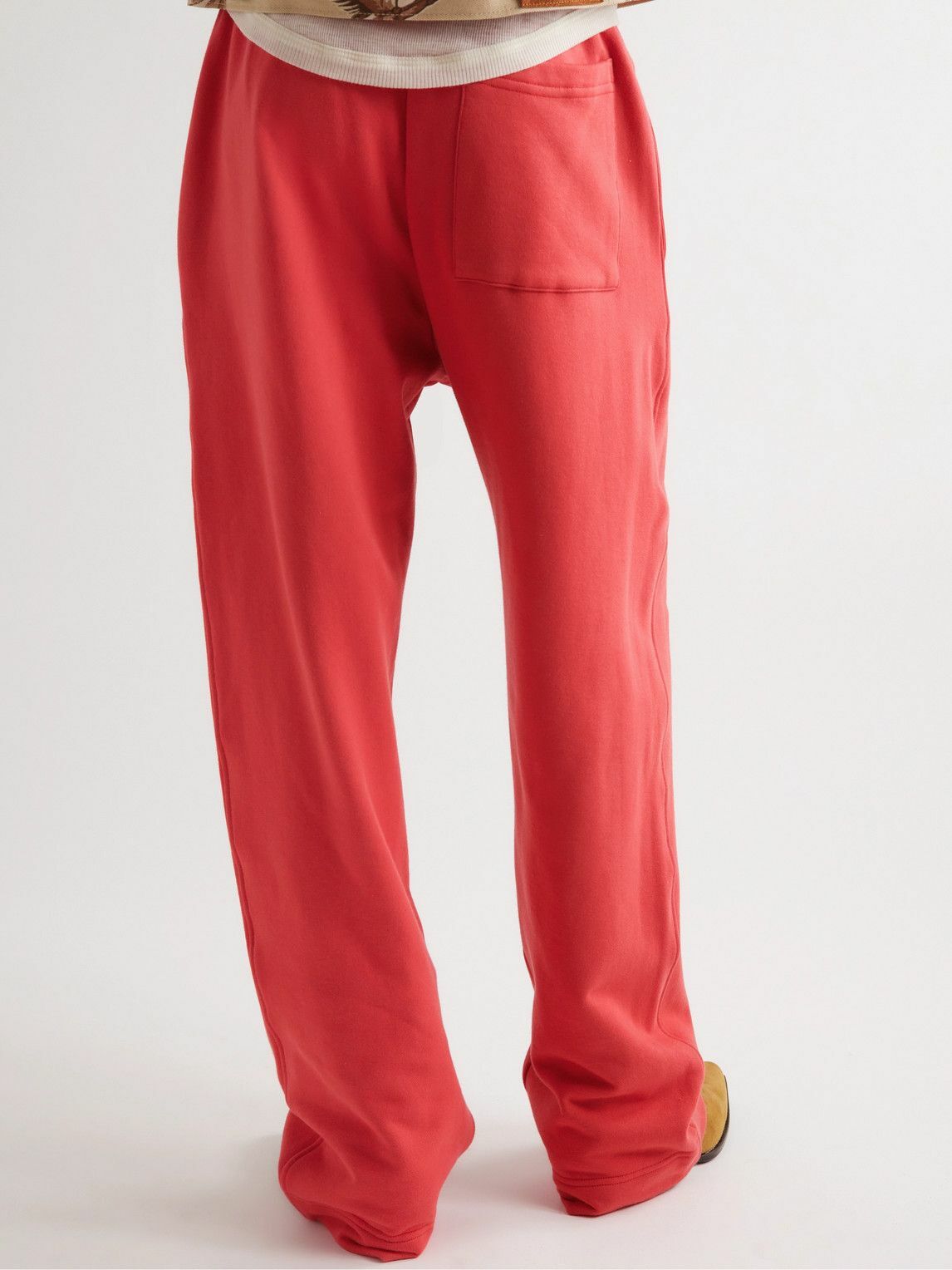 Appliquéd cotton-jersey straight-leg track pants