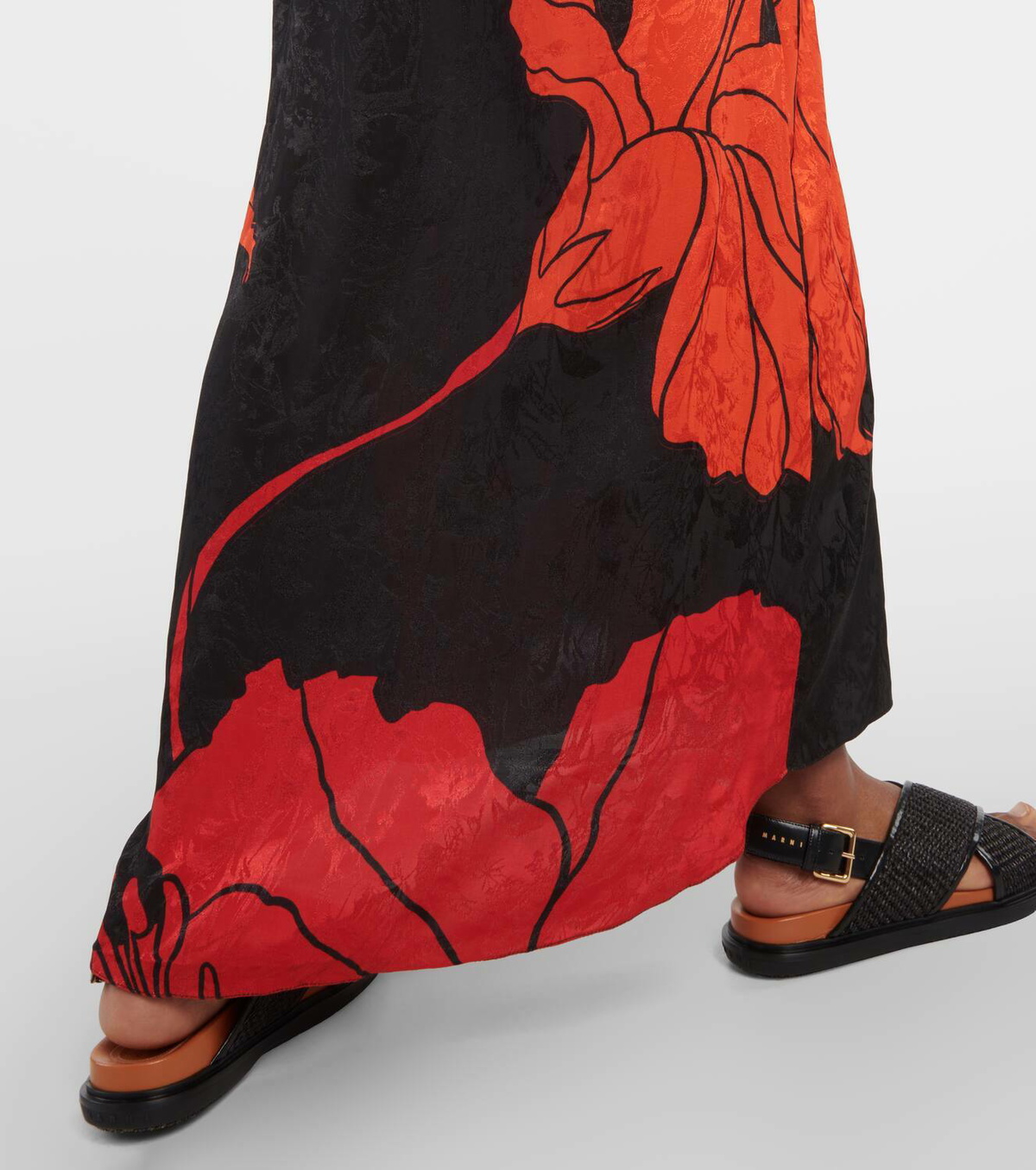 Yolanda beige floral-jacquard midi dress