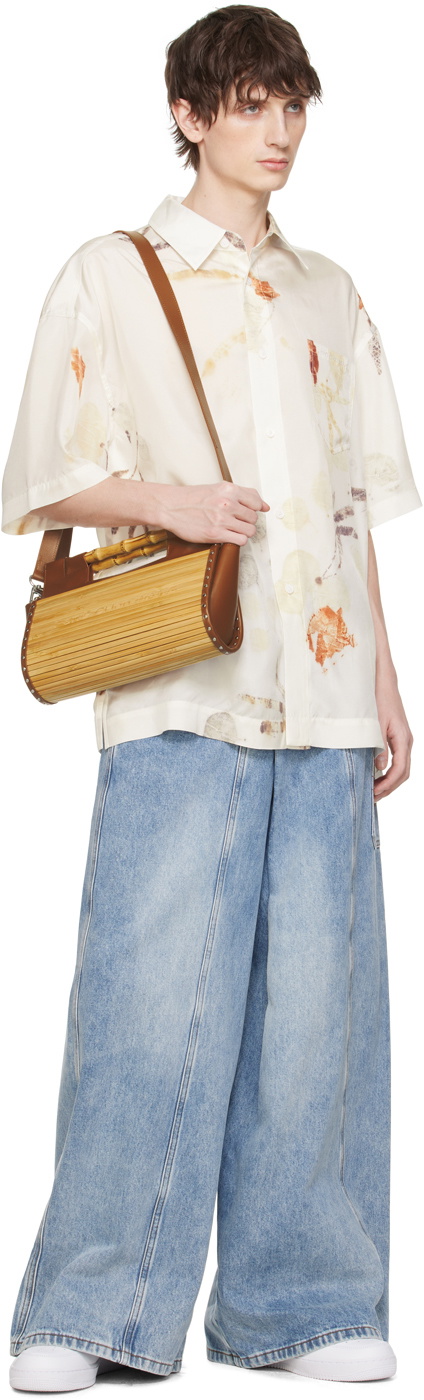 Feng Chen Wang Beige & Brown Rectangular Bamboo Bag