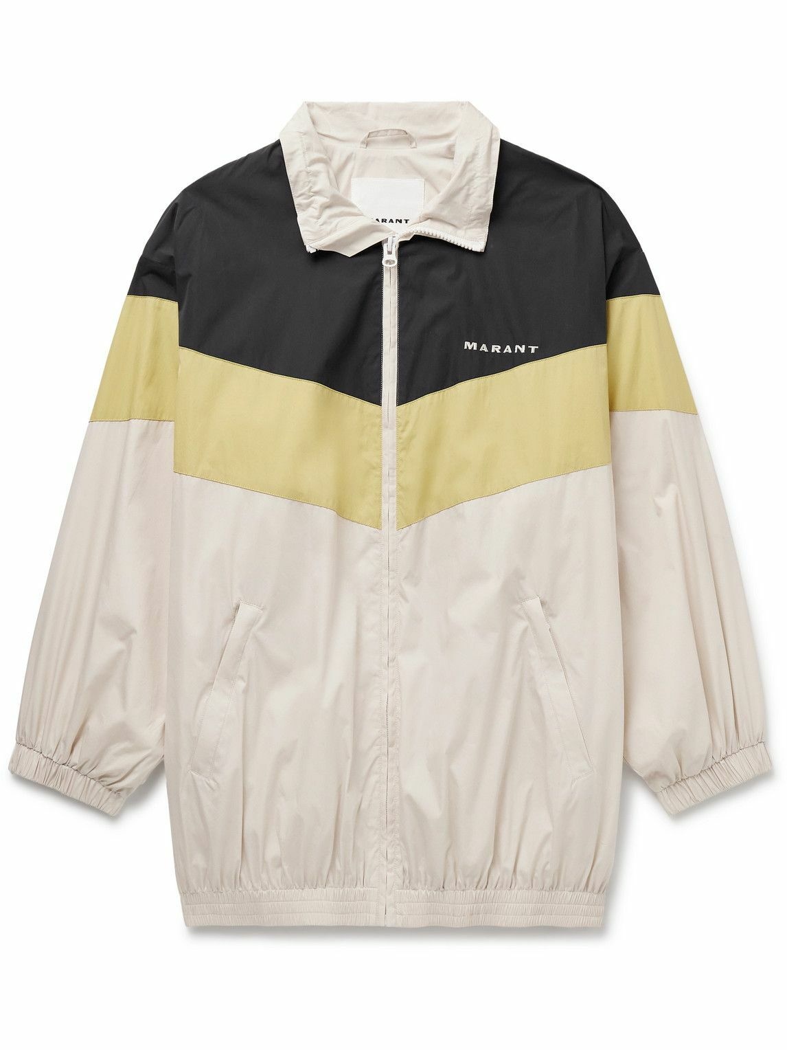 Photo: Marant - Brad Oversized Logo-Embroidered Colour-Block Cotton-Blend Shell Track Jacket - Neutrals