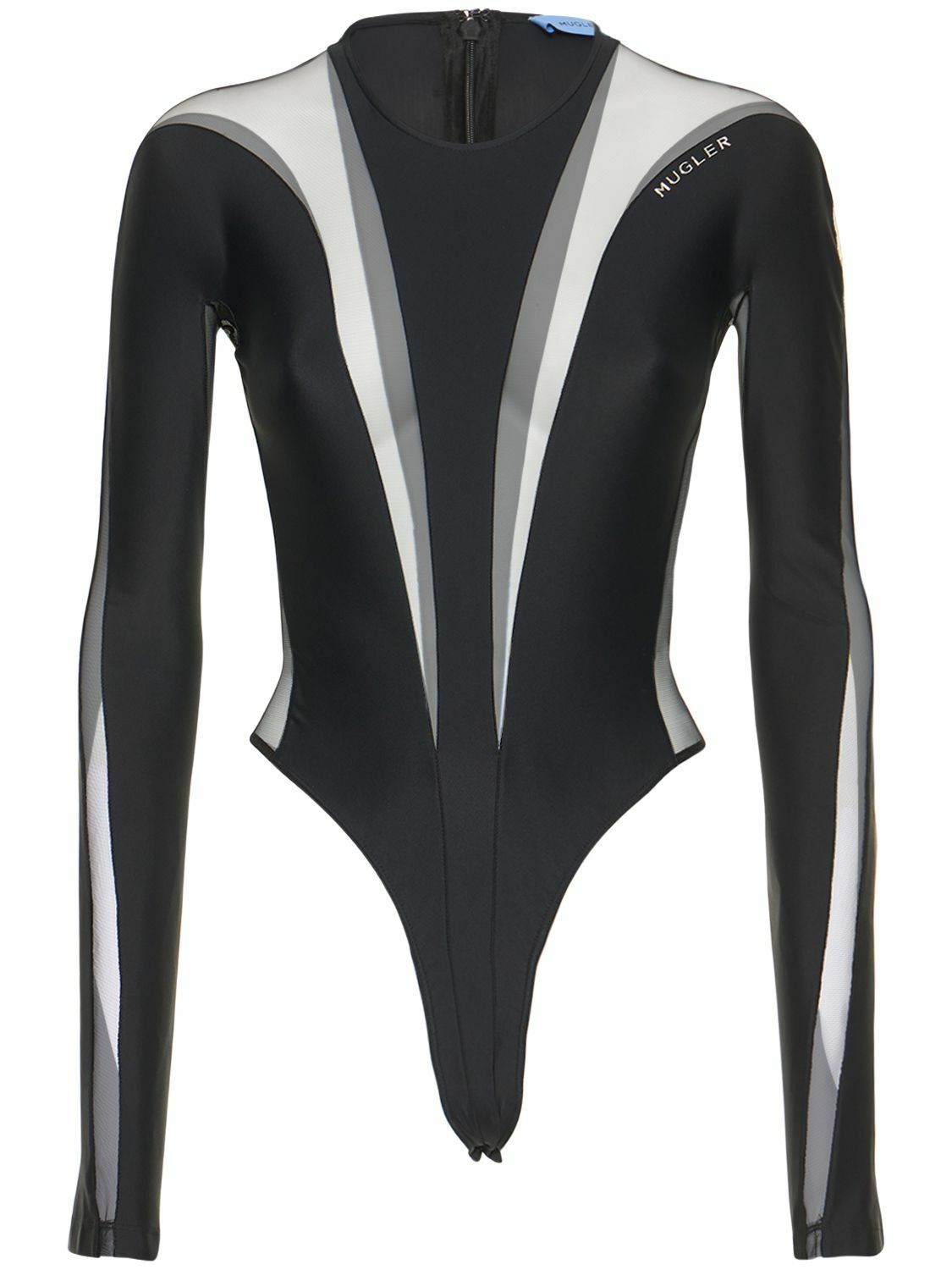 メッシュ長袖ボディスーツ　タイツ  mugler ミュグレー　52 メッシュ長袖ボディスーツ タイツ mugler ミュグレー 52