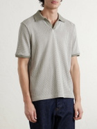 Mr P. - Striped Organic Cotton Polo Shirt - Green