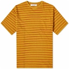 Kestin Men's Fly Pocket T-Shirt in Ochre/Tangerine Stripe