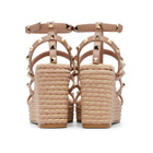 Valentino Garavani Pink Rockstud Ankle Strap Wedge Heeled Sandals