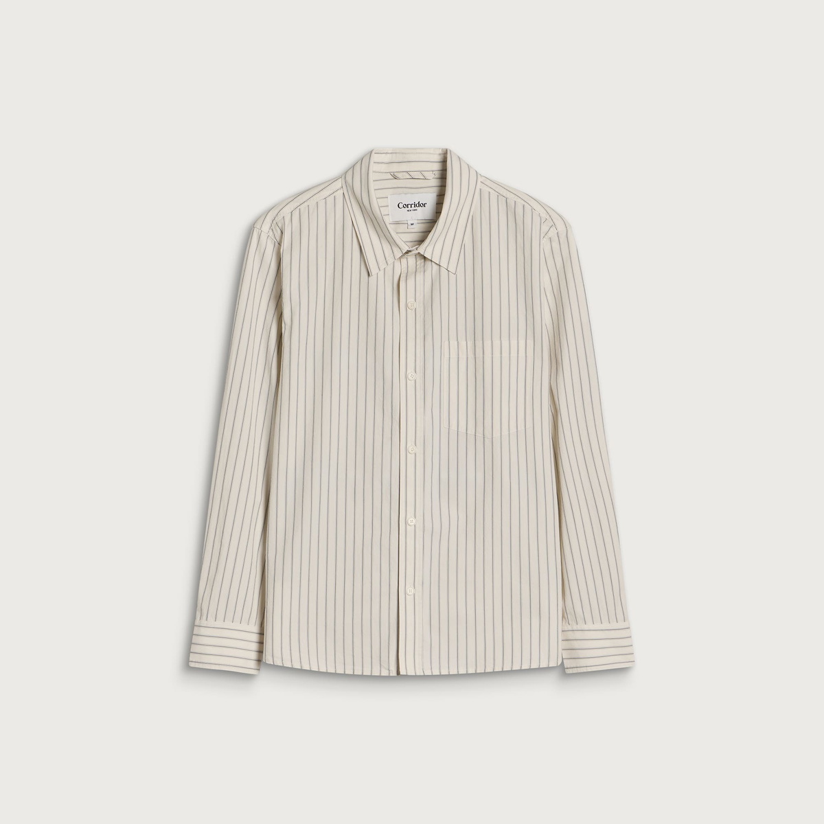 Corridor Men's Poplin Stripe LS in Natural