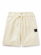 Stone Island Shadow Project - Straight-Leg Belted Cotton-Blend Seersucker Shorts - Yellow