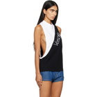 Versace White & Black Embroidered-Logo Cotton-Jersey Tank Top
