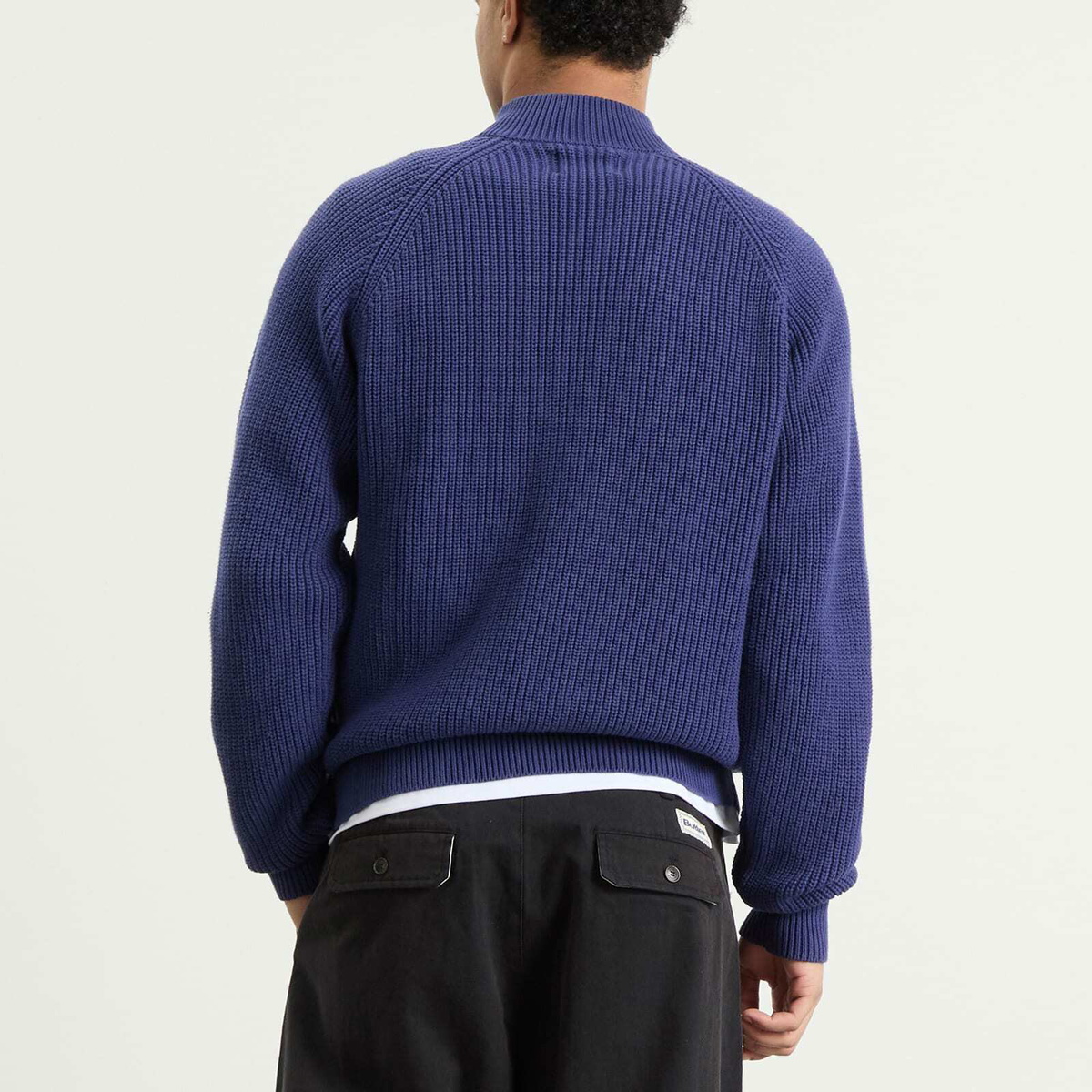 Butter Goods Men's Shout Zip Knit Sweater in Dark Blue