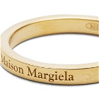 Maison Margiela Men's Text Logo Slim Band Ring in Gold