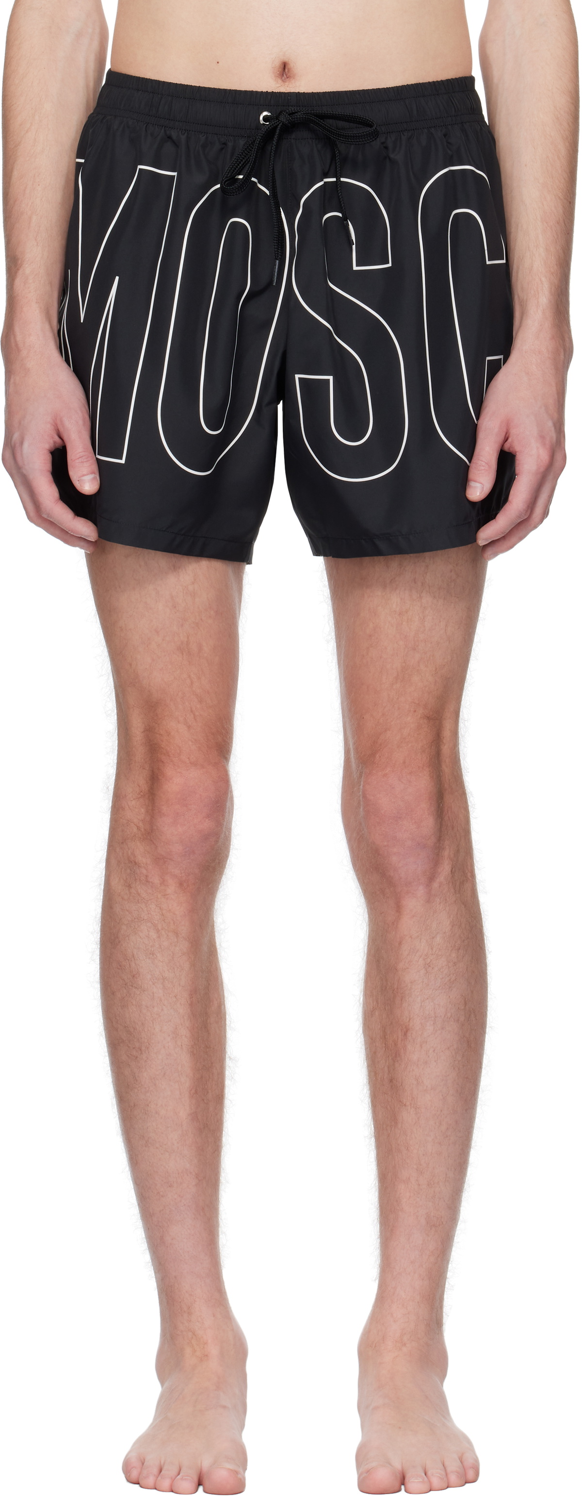 Moschino Black Rubber Logo Swim Shorts