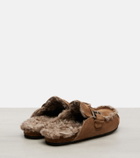 Brunello Cucinelli Shearling-lined suede slippers