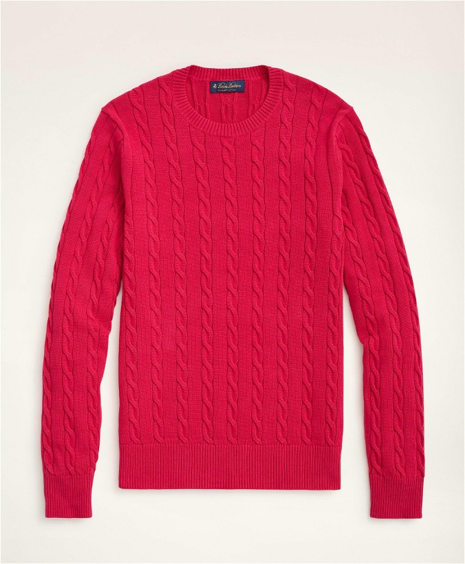 Photo: Brooks Brothers Men's Supima Cotton Cable Crewneck Sweater | Dark Pink