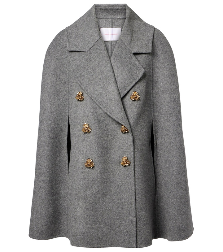 Photo: Carolina Herrera Double-breasted mélange virgin wool cape