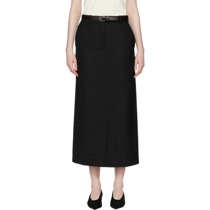 Photo: TOTEME Black Low-Waist Straight Maxi Skirt