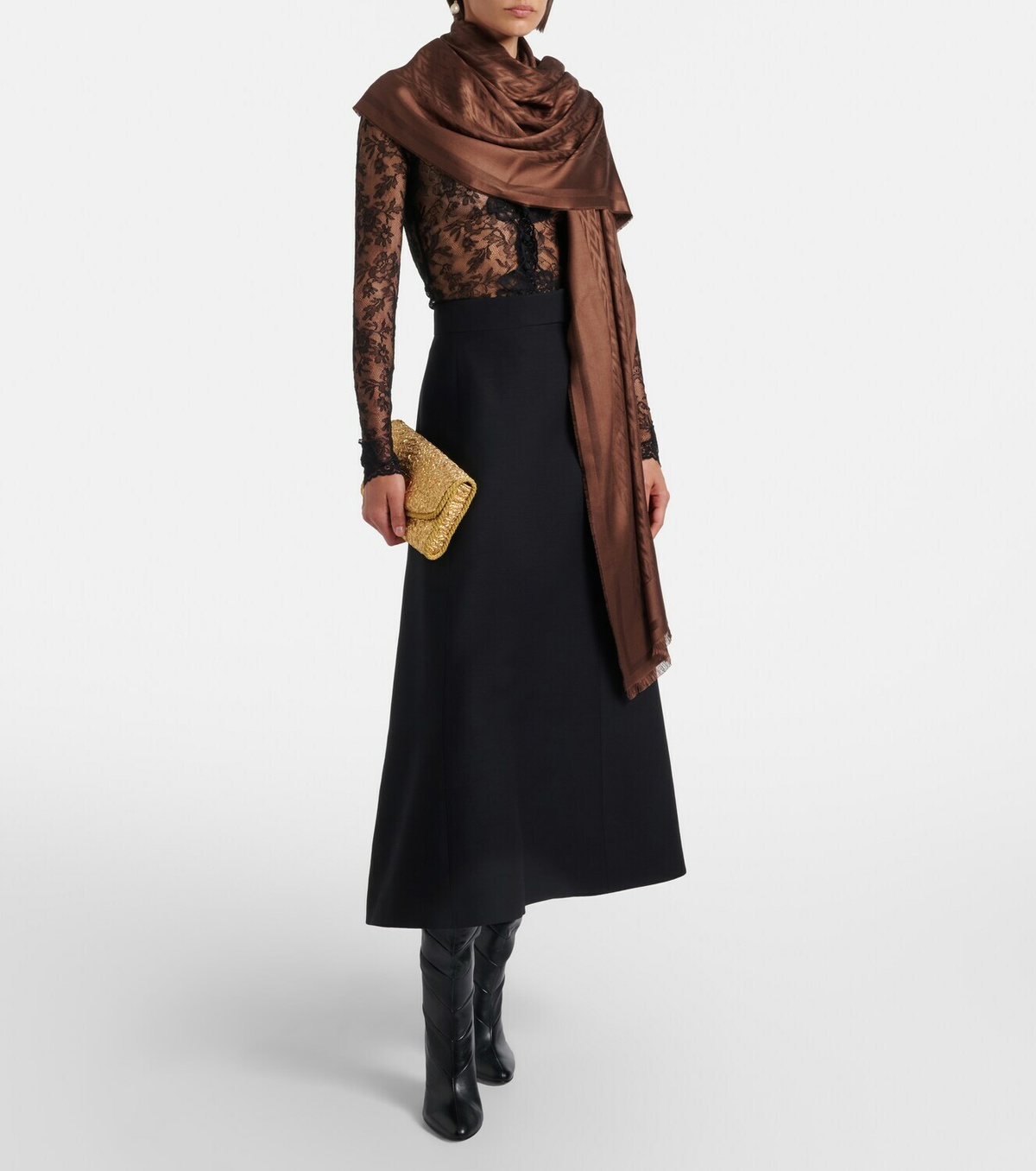 Valentino Toute la V silk and wool scarf