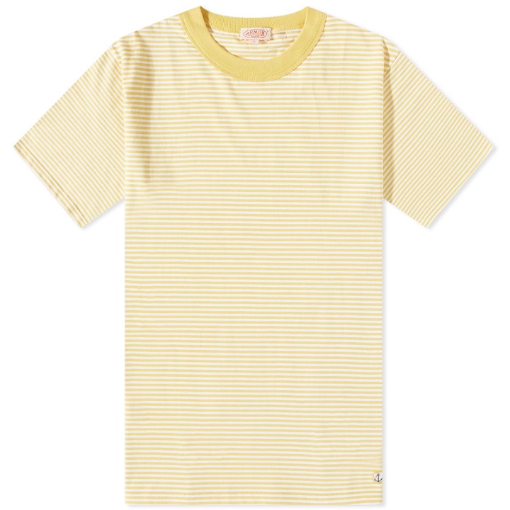 Photo: Armor-Lux Men's Fine Stripe T-Shirt in Yellow/White