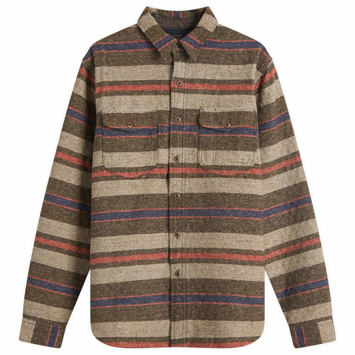 Photo: RRL Men's Preston Stripe Overshirt in Brown Multi