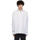 ADER error White and Blue Unbalanced Double Collar Shirt
