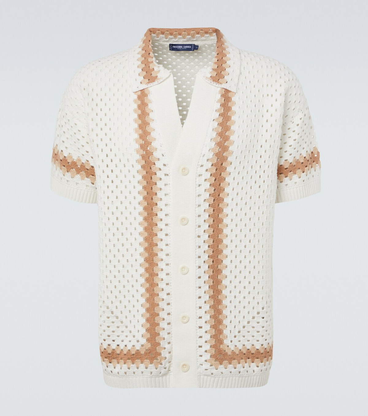 Frescobol Carioca Pinto crochet cotton bowling shirt