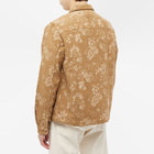 YMC Men's Bowie Floral Jaquard Zip Overshirt in Tan