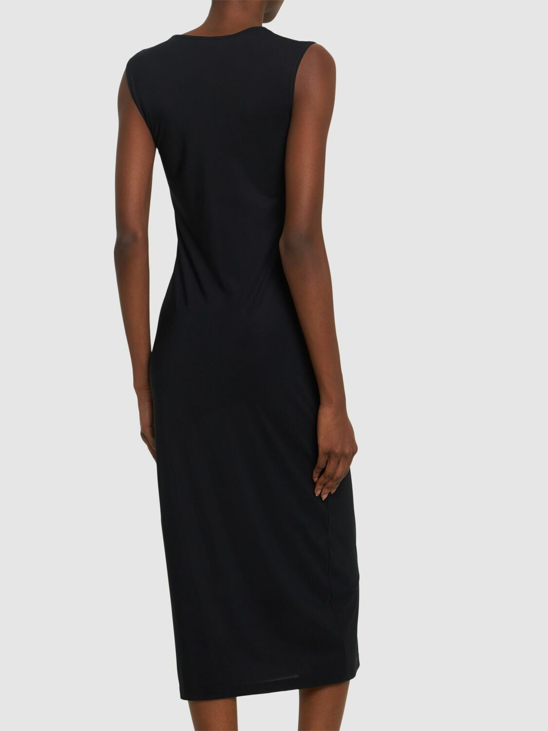 slim fit dress slacks PORTIA & SCARLETT PS25203 Fitted Sparkling Stretch Jersey Dress -