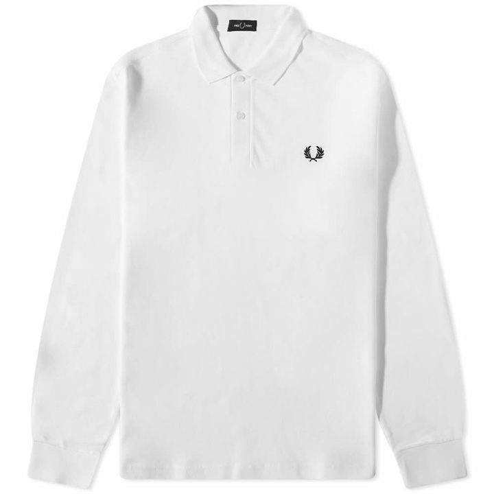 Photo: Fred Perry Men's Authentic Long Sleeve Plain Polo Shirt in White
