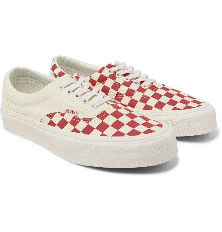 Photo: Vans - Era Checkerboard Canvas Sneakers - Red