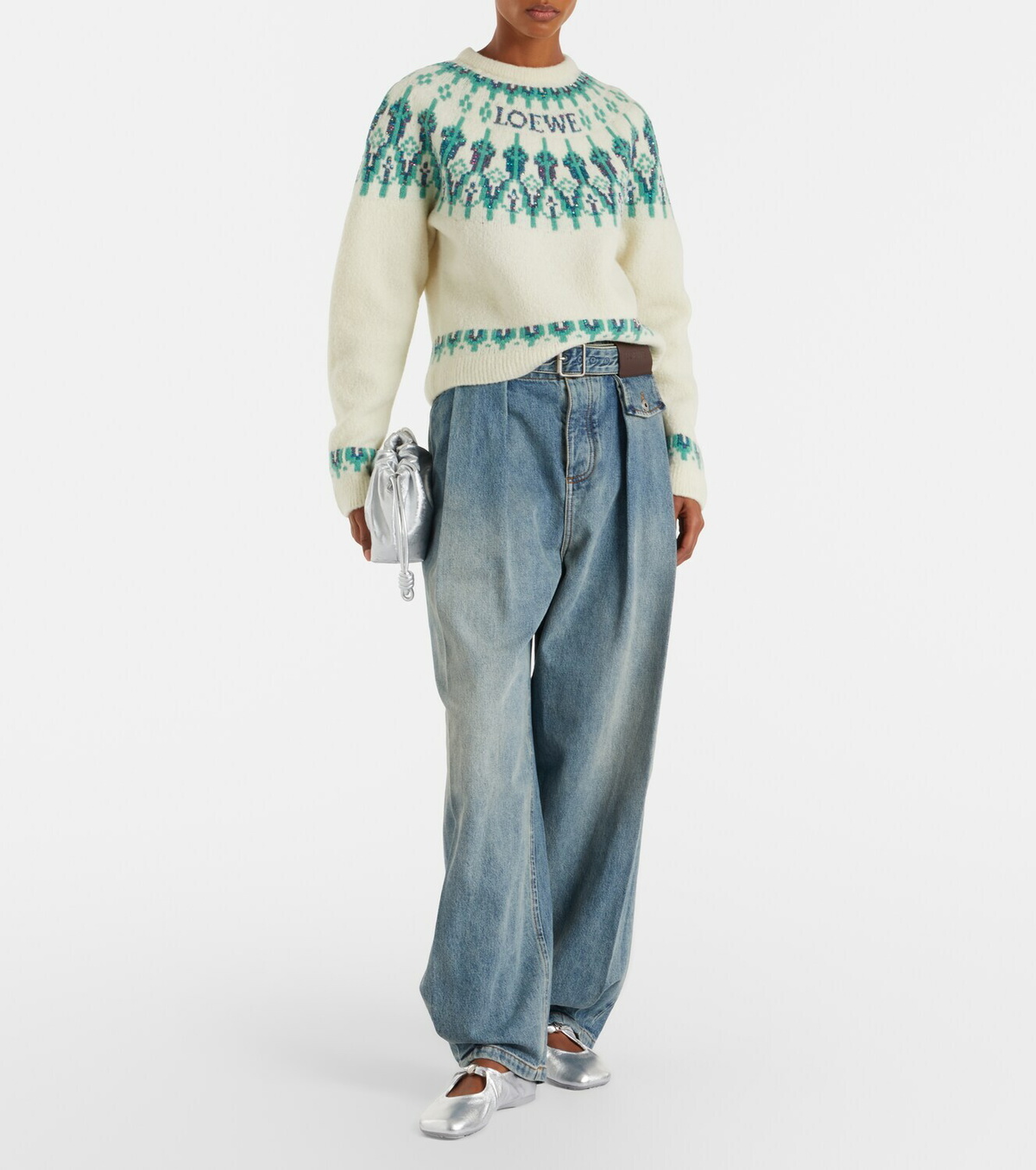 Loewe Fair Isle sequined wool-blend sweater