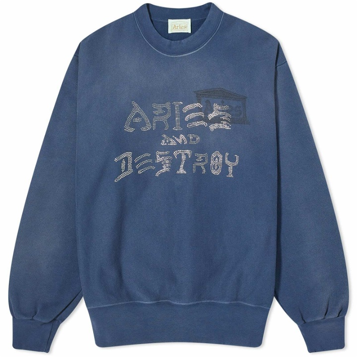 Photo: Aries Women's Aged and Destroy Diamante Crew Sweat in Navy