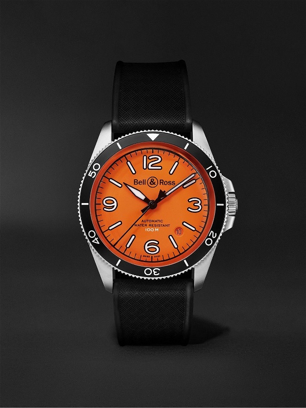 Photo: Bell & Ross - BR V2-92 Orange Limited Edition Automatic 41mm Stainless Steel and Rubber Watch, Ref.No. BRV292-O-ST/SRB