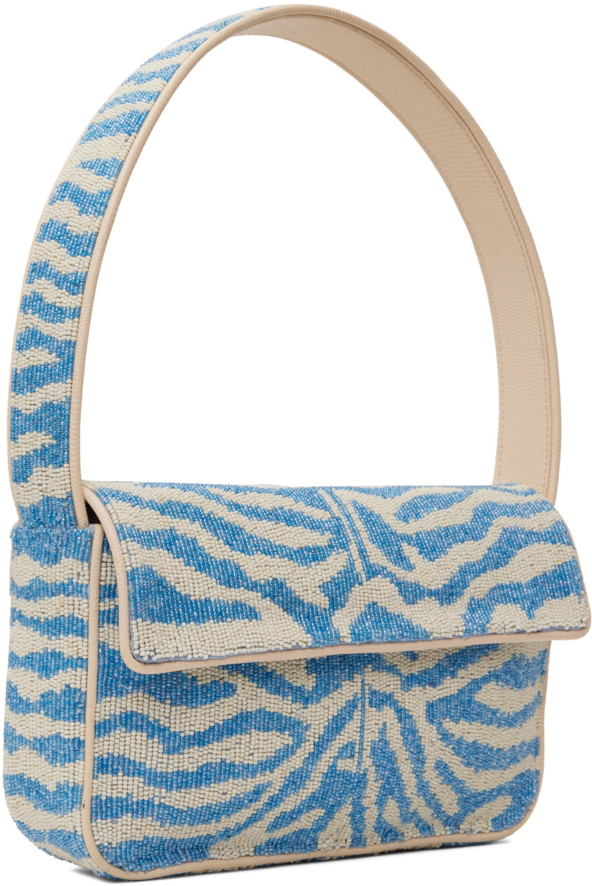 Staud Off-White & Blue Tommy Beaded Bag Staud