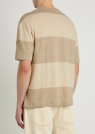 Ymc Triplet Striped Cotton-knit T-shirt Beige
