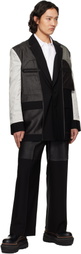 Feng Chen Wang Black Deconstruction Patchwork Blazer