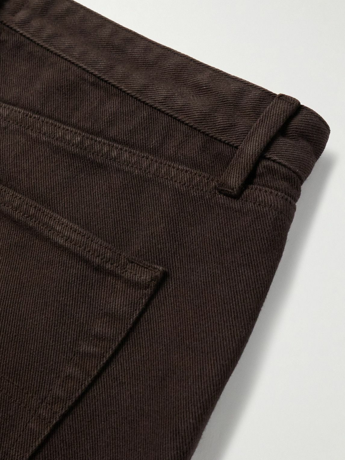 Noah - Straight-Leg Pleated Brushed Organic Cotton-Twill Trousers - Brown
