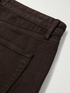 Noah - Straight-Leg Pleated Brushed Organic Cotton-Twill Trousers - Brown