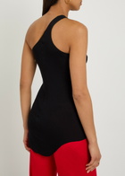 Rick Owens Lilies One-shoulder Fine-knit Tank Black