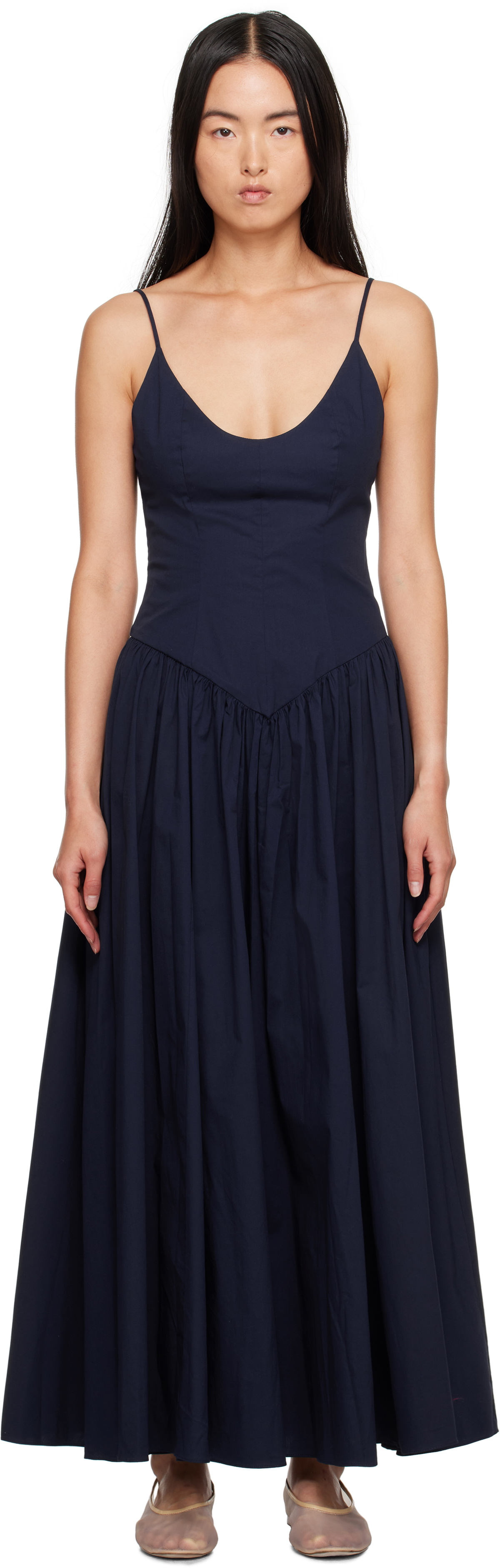 green emerald velvet dress Dena Drop Waist Midi Dress main image 0