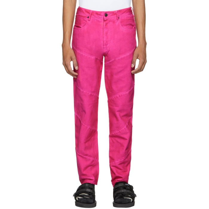 Photo: Raw Research SSENSE Exclusive Pink Spiraq 3D Slim Jeans