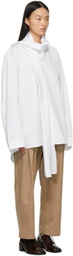 Hed Mayner White Scarf Collar Shirt