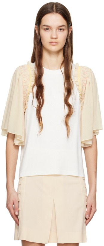 Photo: See by Chloé White Paneled T-Shirt