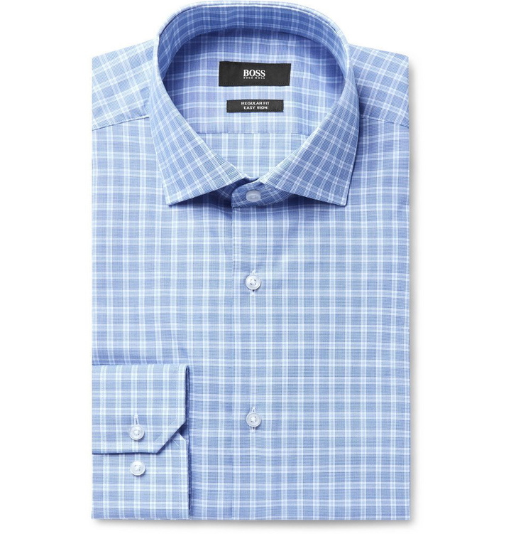 Photo: Hugo Boss - Blue Gordon Checked Cotton-Poplin Shirt - Blue