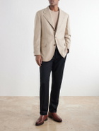 Brunello Cucinelli - Pinstripe Wool, Silk and Cashmere-Blend Flannel Suit Jacket - Brown