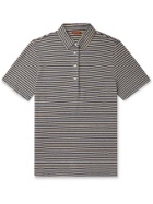 BARENA - Striped Linen Polo Shirt - Blue