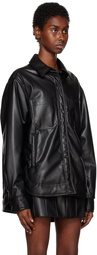 Staud Black Voyaging Faux-Leather Jacket